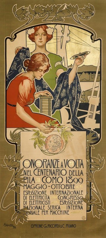 Onoranze Volta Nel Centenario Della Pila Como 1899`Onoranze A Volta Nel Centenario Della Pila Como 1899 (1899) by Adolfo Hohenstein