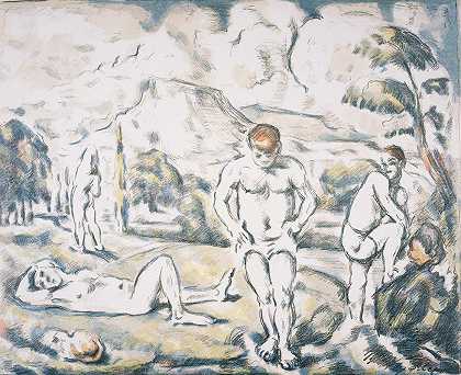 沐浴者`The Bathers (circa 1898) by Paul Cézanne