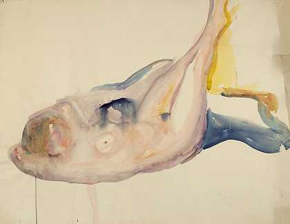 Liggend Akt Med Hevede Ben`Liggende akt med hevede ben (1919~1924) by Edvard Munch