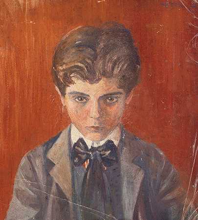 Selbstbildnis Vor Rotem Hintergrund`Selbstbildnis vor rotem Hintergrund (1906) by Egon Schiele