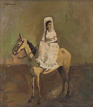 骑马`Equestrienne (1940) by Cyprián Majerník