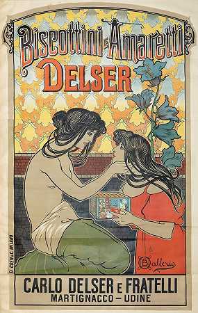 Biscotti Amaretti Delser.`Biscotti Amaretti Delser (1905) by Osvaldo Ballerio