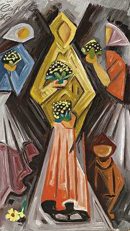 有花的妇女`Women With Flowers (1936) by Josef Čapek