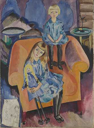 两个孩子`Two Children (1918) by Per Krohg