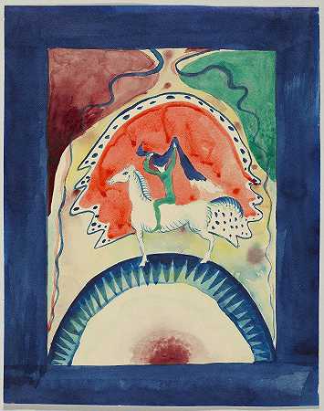 设计封面的封面;蓝色骑手;`Design for the cover of the almanac ;The Blue Rider (1911) by Wassily Kandinsky