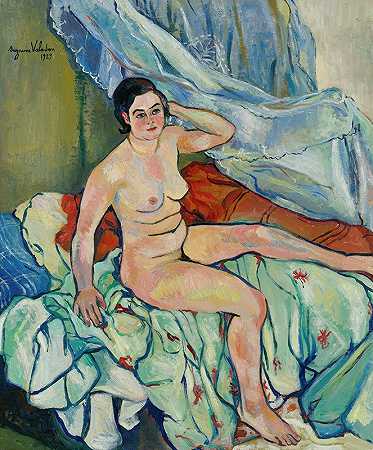在床边赤身裸体`Nu Assis Au Bord Dun Lit (1929) by Suzanne Valadon