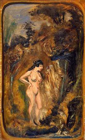 裸体在森林里`Nude in Forest (ca. 1908~1916) by Louis Michel Eilshemius