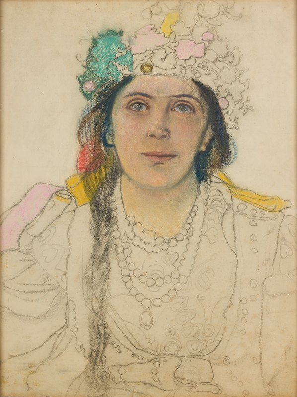`Portret Wandy Siemaszkowej w roli Panny Młodej w ;Weselu Stanisława Wyspiańskiego (1901) -