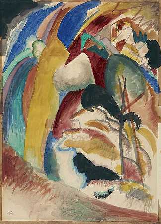 的草案;与白色形式的图片;`Draft for ;Picture with White Form (1913) by Wassily Kandinsky