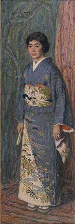 一个日本女人的画像（Kuroki夫人）`Portrait of a Japanese Woman (Mrs. Kuroki) by Edmond Francois Aman-Jean