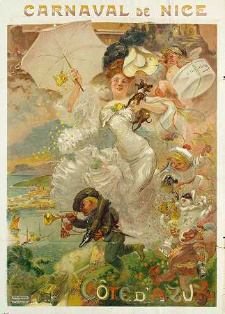 漂亮的Cote D＆Azur的狂欢节`Carnaval De Nice Cote Dazur (Between 1880 And 1900) by Adolphe Léon Willette