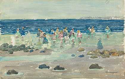 低潮`Low Tide (1901) by Maurice Prendergast