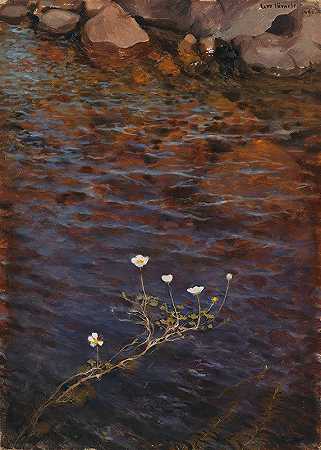 池塘水撬脚`Pond Water Crowfoot (1895) by Eero Järnefelt