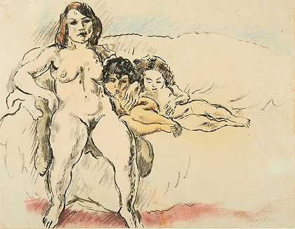 妇女和孩子`Femmes Et Enfants (1922) by Jules Pascin