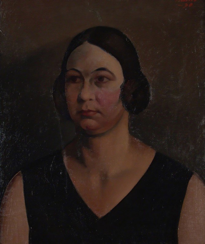 一个女人的画像（Lönngren夫人）`
Portrait Of A Woman (Mrs. Lönngren) (1930)  by Ilmari Aalto