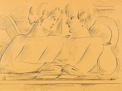 二重奏`Duo (1936) by Oskar Schlemmer