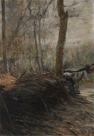 伍兹场景`Woods Scene (c. 1901) by Henry Keller