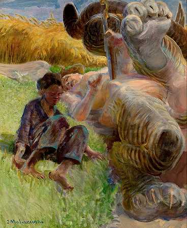 牧羊犬和一个哈比`Shepherd boy and a harpy (1904~1906) by Jacek Malczewski