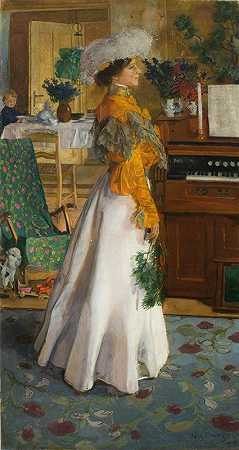 妻子的肖像`Portrait of Wife (1904) by Józef Mehoffer
