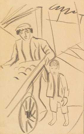 曼恩麻省理工学院karre nund`Mann mit Karre und Kind (1912) by August Macke