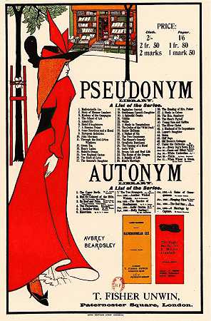 假名库 – 自动义库`Pseudonym Library – Autonym Library (ca 1897) by Aubrey Vincent Beardsley