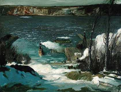 北河`North River (1908) by George Wesley Bellows