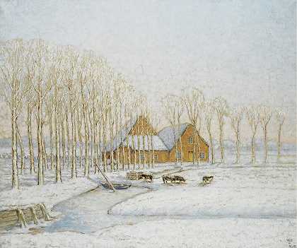 冬季景观`Paysage Dhiver (1917) by William Degouve de Nuncques