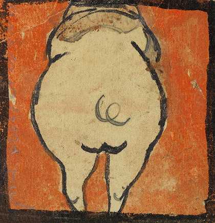 施德·冯亨亨琳`Schwein von hinten (1918) by Egon Schiele