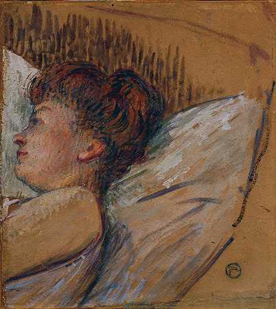 frau im bett.`Frau im Bett (1893~1895) by Henri de Toulouse-Lautrec