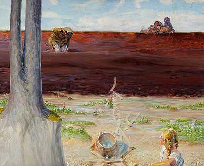 我的生命 – 三联网的左侧部分`My life – left section of the triptych (1912) by Jacek Malczewski