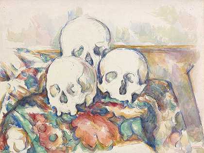三个头骨`The Three Skulls (1902–1906) by Paul Cézanne