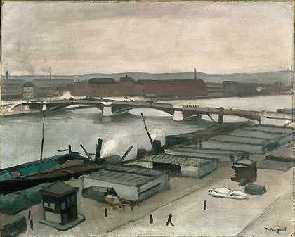 鲁昂的码头`The Quays at Rouen (1912) by Albert Marquet