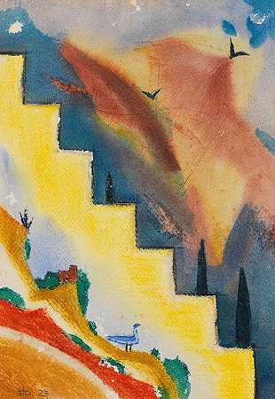 山上`Landschaft (1927) by Fritz Stuckenberg