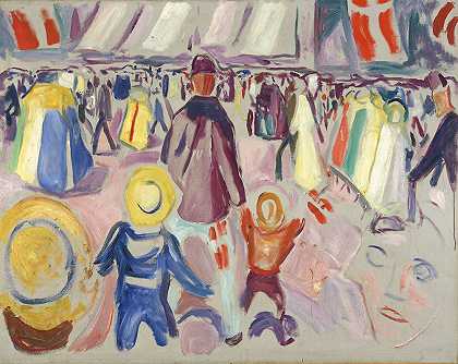 5月17日在一个小的，挪威镇`17th of May in a Small, Norwegian Town (1919) by Edvard Munch