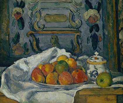 苹果菜`Dish of Apples (ca. 1876–77) by Paul Cézanne