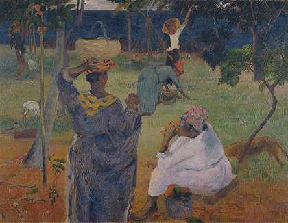 在马提尼克岛的芒果中`Among the mangoes at Martinique by Paul Gauguin