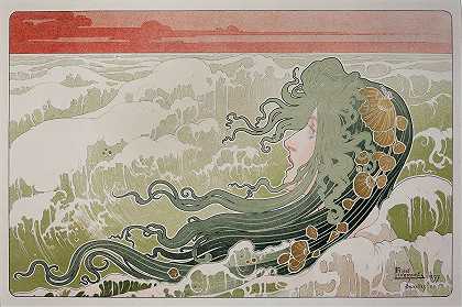 波（波浪）`La Vague (The Wave) (1897) by Henri Privat-Livemont