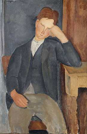 年轻的学徒`The Young Apprentice (1918 ~ 1919) by Amedeo Modigliani