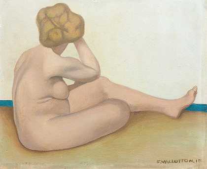 bâakuser坐在沙滩上`Baigneuse Assise Sur Le Sable (1918) by Félix Vallotton