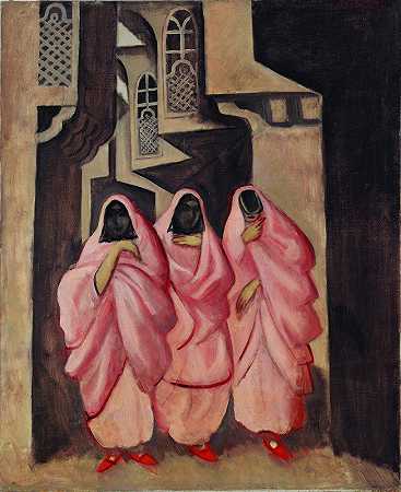 在巴格达街道上的三名妇女`Three Women on the Street of Baghdad (1919) by Jāzeps Grosvalds