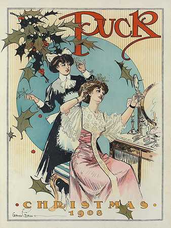 冰球圣诞节1908年`Puck Christmas 1908 (1908) by Gordon Grant
