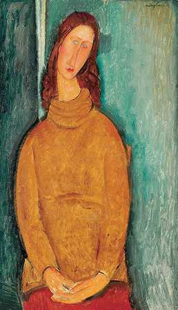JeanneHébuterne肖像`Portrait Of Jeanne Hébuterne by Amedeo Modigliani