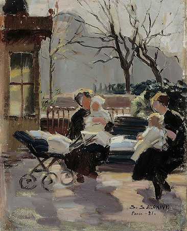 公园在巴黎`Park In Paris (1921) by Santeri Salokivi