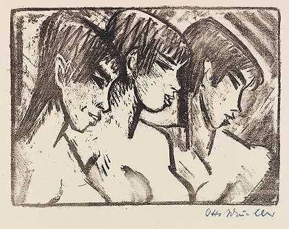 dreimädchenim个人资料`Drei Mädchen im Profil (1921) by Otto Mueller