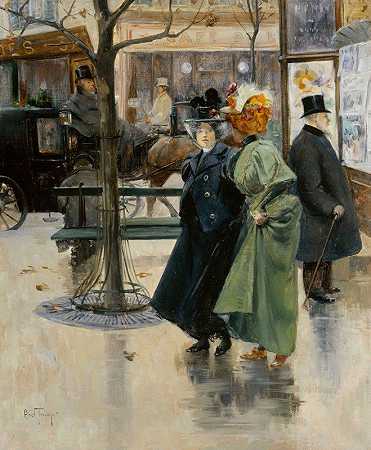 在林荫大道上`Sur les Boulevards (1895) by Louis Abel-Truchet
