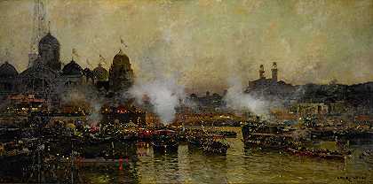 塞纳河的码头，1900`Les Quais De La Seine, 1900 by Luigi Loir