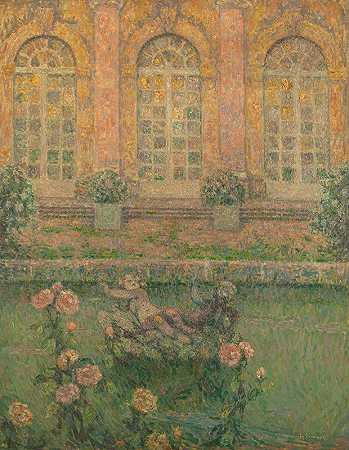 三国玫瑰`Roses de Trianon (1917) by Henri Le Sidaner