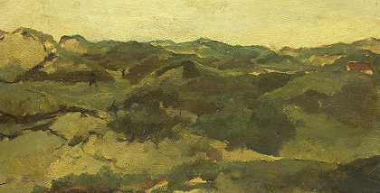 在Heath景观，假设在Drenthe`A Heath Landscape, Presumably in Drenthe (c. 1880 c. 1923) by George Hendrik Breitner