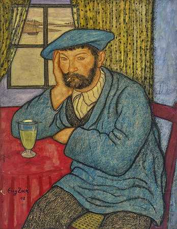 有胡子的人`Bearded Man (1908) by Eugeniusz Zak