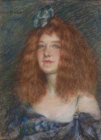 红色头发的女人`Woman with Red Hair by Alice Pike Barney